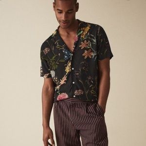 Reiss Men’s Black Floral Summer Hawaiian short sleeve shirt